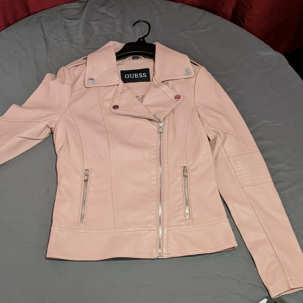 GUESS leather jacket pink